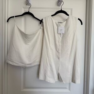 Paper Heart White Linen Vest & Skort 2-Piece Set NWT | Size M